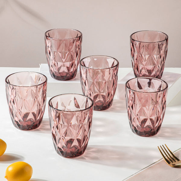 Rose Crystal Tumbler Mauve Small Set Of 6 250 ml