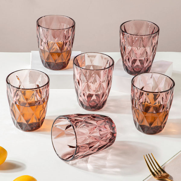 Rose Crystal Tumbler Mauve Small Set Of 6 250 ml