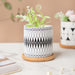 Twyla Starry Night Black White Planter With Wooden Coaster - Indoor planters and flower pots | Home decor items