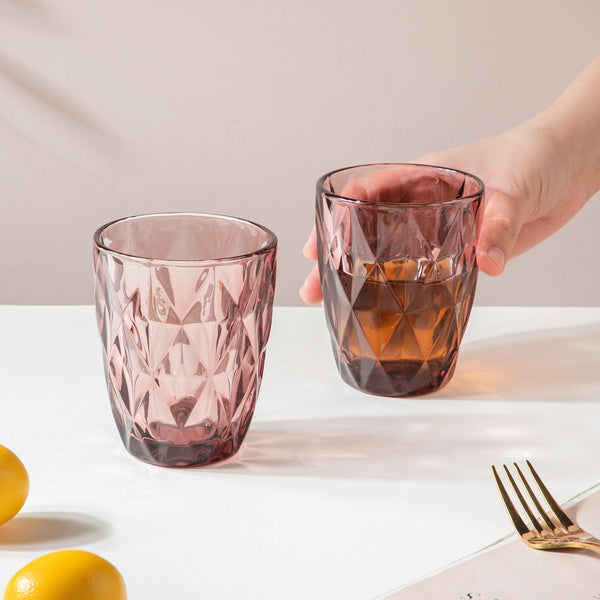 Rose Crystal Tumbler Mauve Small Set Of 6 250 ml