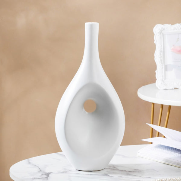 Nordic Hollow Vase White - Flower vase for home decor, office and gifting | Home decoration items