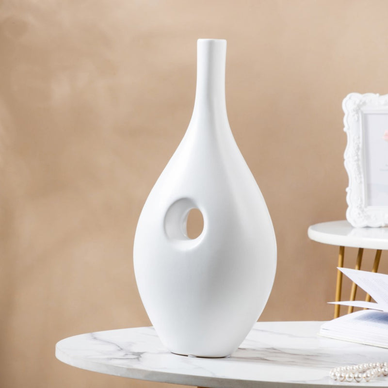 Nordic Hollow Vase White - Flower vase for home decor, office and gifting | Home decoration items
