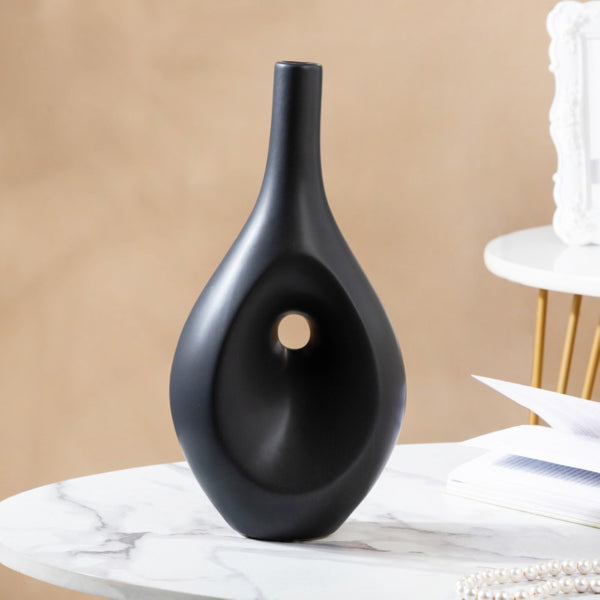 Nordic Hollow Vase Black - Flower vase for home decor, office and gifting | Home decoration items