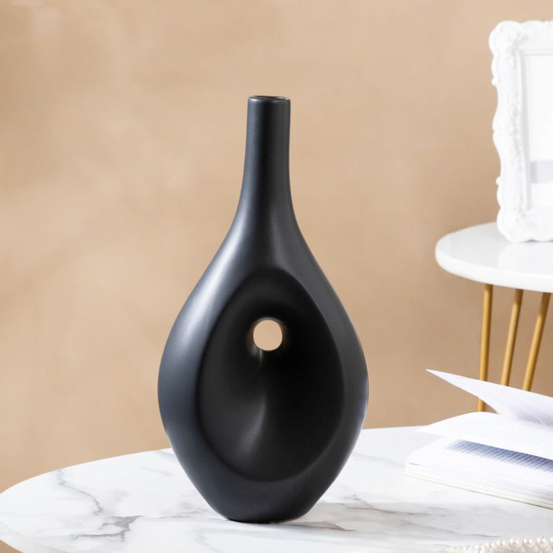 Nordic Hollow Vase Black - Flower vase for home decor, office and gifting | Home decoration items