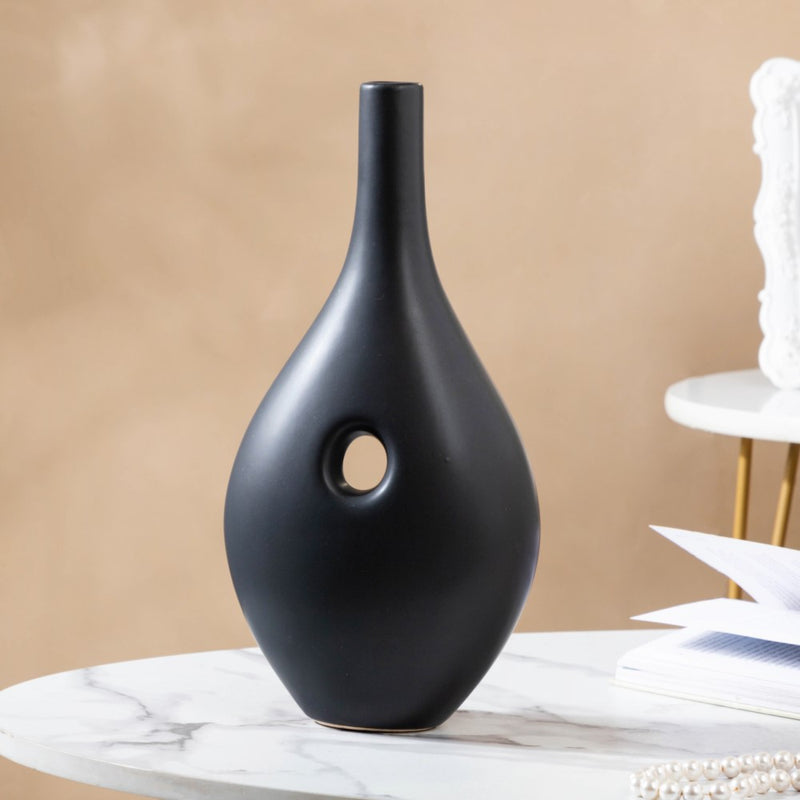 Nordic Hollow Vase Black - Flower vase for home decor, office and gifting | Home decoration items