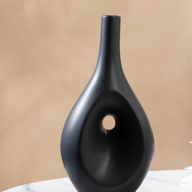 Nordic Hollow Vase Black - Flower vase for home decor, office and gifting | Home decoration items