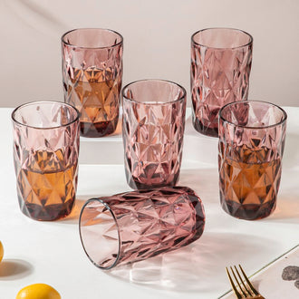 Rose Crystal Tumbler Mauve Large Set Of 6 350 ml