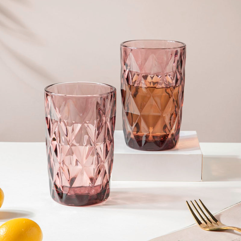 Rose Crystal Tumbler Mauve Large Set Of 6 350 ml