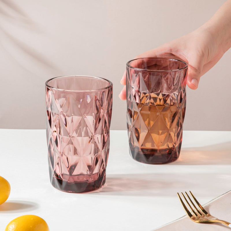 Rose Crystal Tumbler Mauve Large Set Of 6 350 ml