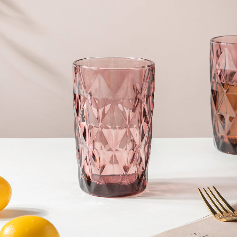 Rose Crystal Tumbler Mauve Large Set Of 6 350 ml