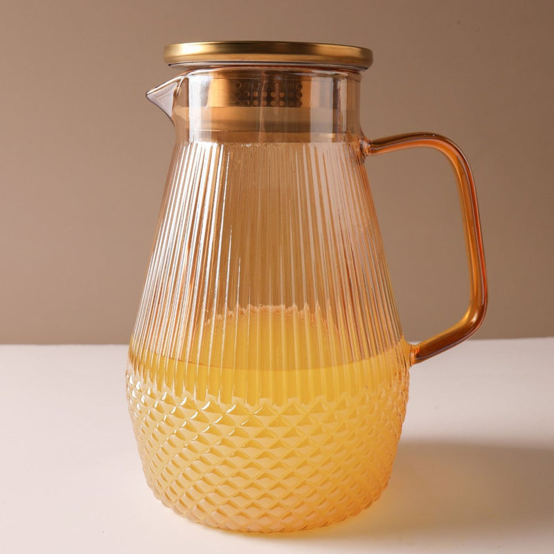 Classic Glass Tea Set of 5- Amber - Tea set, teapot set, teacup set | Tea set for Dining table & Home decor