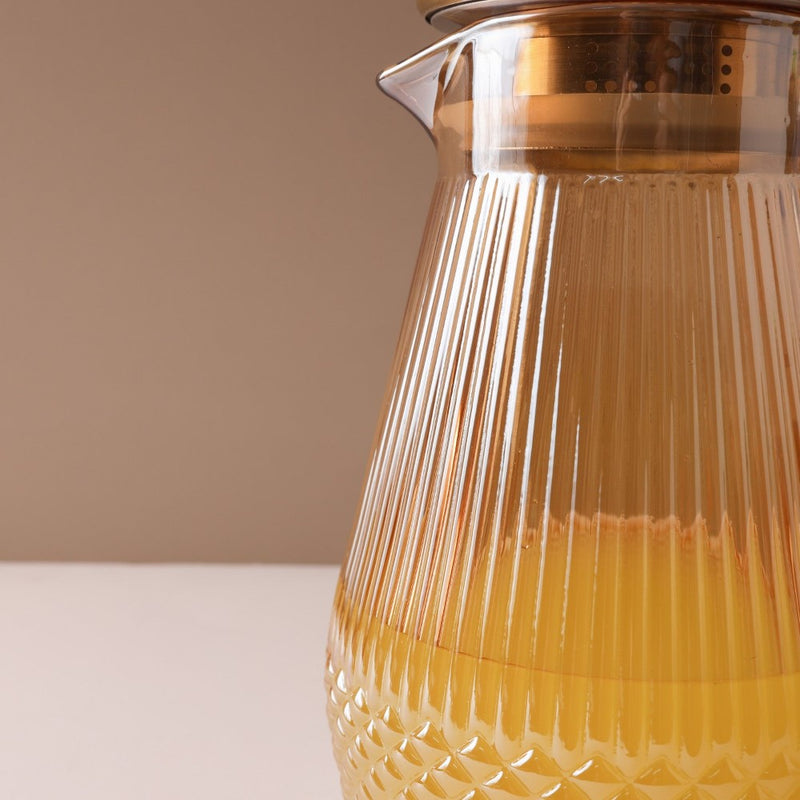 Classic Glass Tea Set of 5- Amber - Tea set, teapot set, teacup set | Tea set for Dining table & Home decor