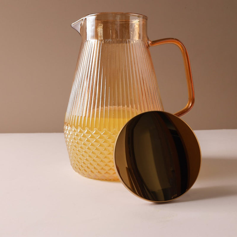 Classic Glass Tea Set of 5- Amber - Tea set, teapot set, teacup set | Tea set for Dining table & Home decor