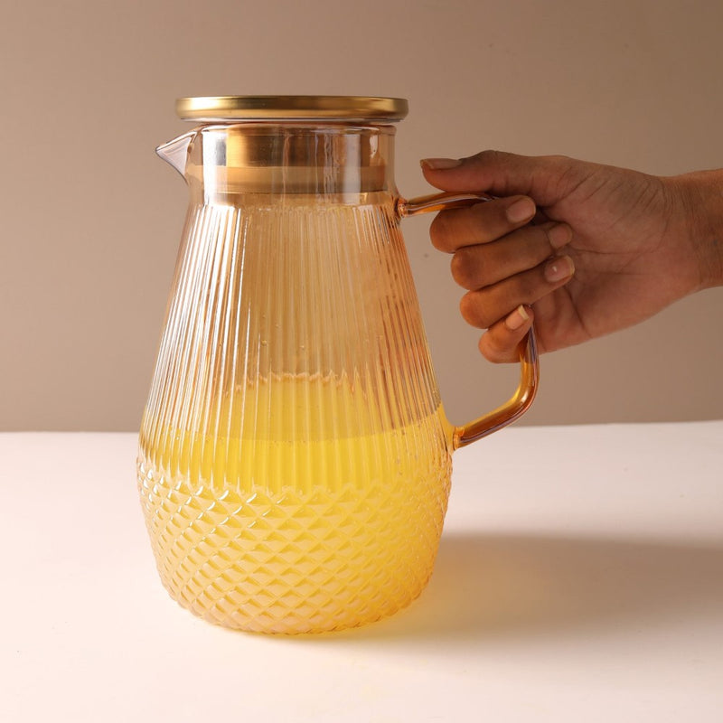 Classic Glass Tea Set of 5- Amber - Tea set, teapot set, teacup set | Tea set for Dining table & Home decor