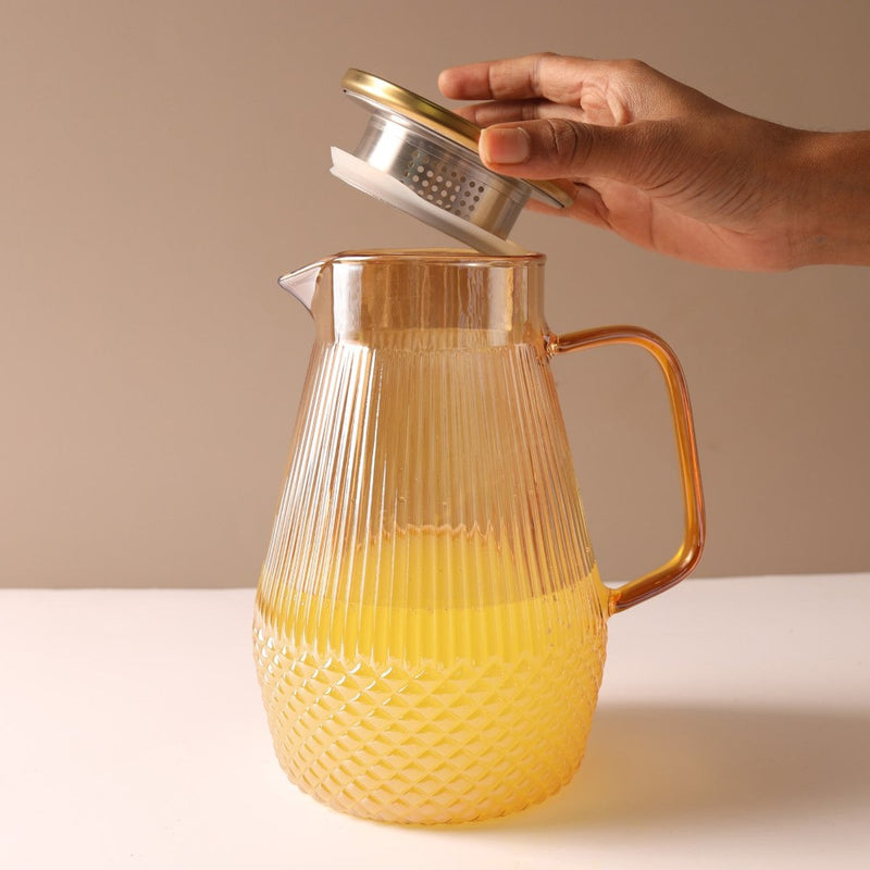 Classic Glass Tea Set of 5- Amber - Tea set, teapot set, teacup set | Tea set for Dining table & Home decor