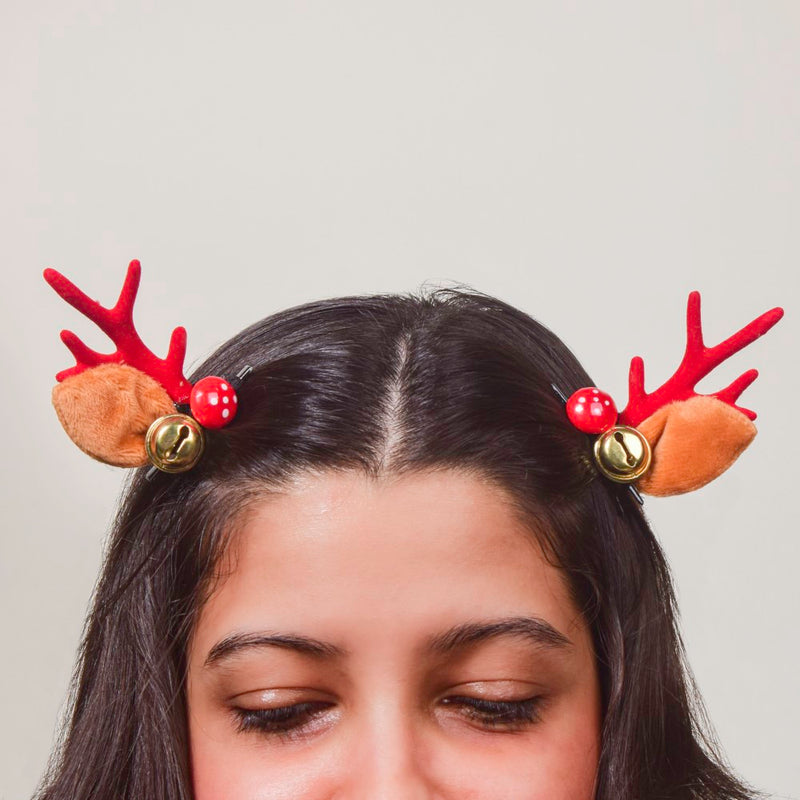 Reindeer Christmas Bell Hairpin Set of 2