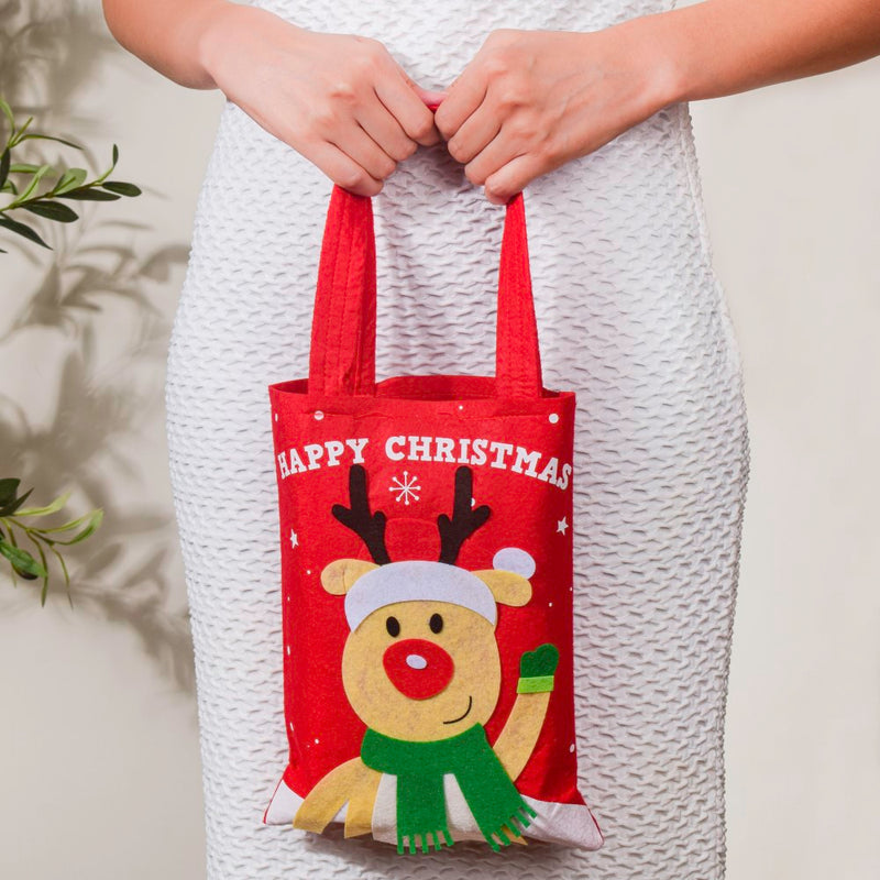 Reindeer Christmas Tote Bag Red