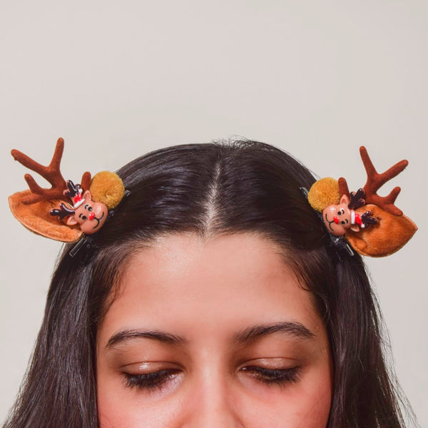 Christmas Reindeer Hairclip Set of 2