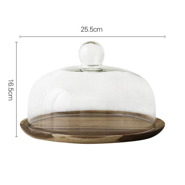 Acacia Wood Cake Stand With Dome 10 inch