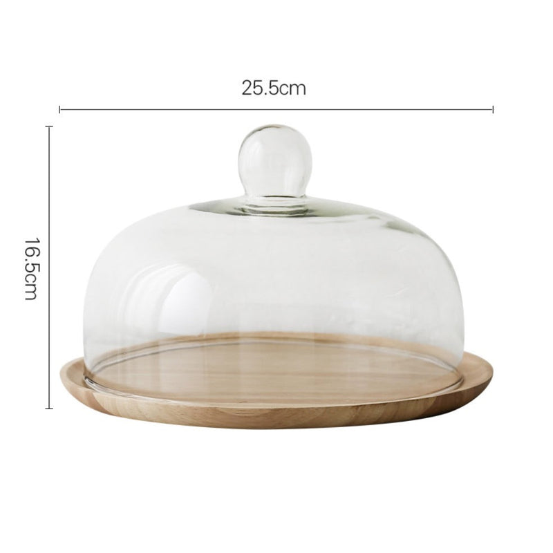 Rubber Wood Cake Stand With Dome 10 inch