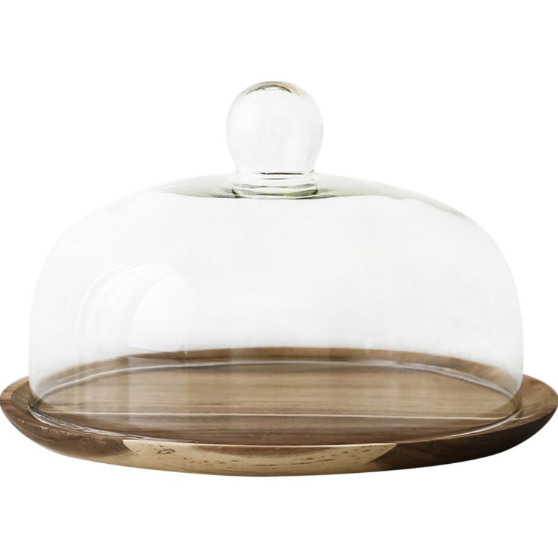 Acacia Wood Cake Stand With Dome 10 inch