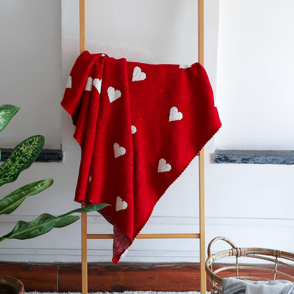 Knitted Throw Hearts