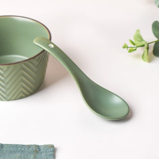 Fern Green Ceramic Soup Spoon