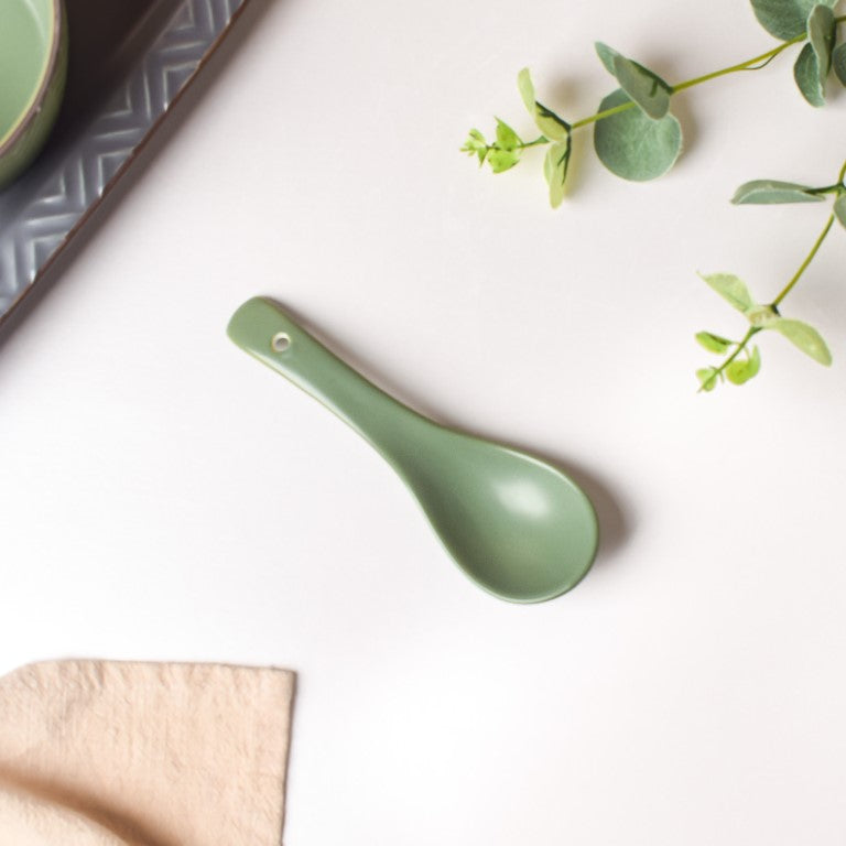 Fern Green Ceramic Soup Spoon