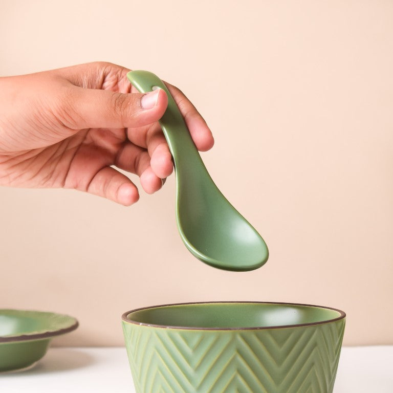 Fern Green Ceramic Soup Spoon