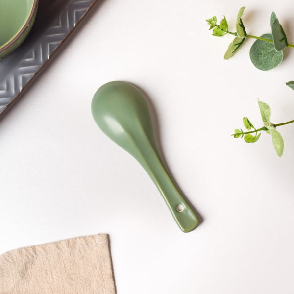 Fern Green Ceramic Soup Spoon