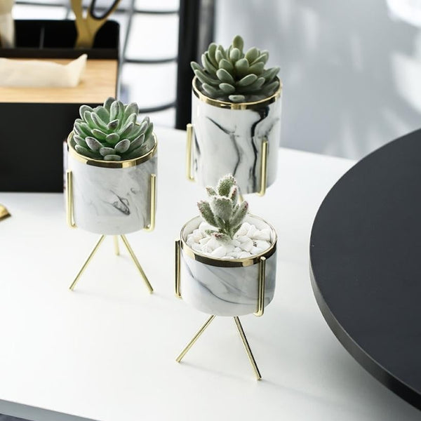 Marble Planter With Stand (S) - Plant pot and plant stands | Room decor items
