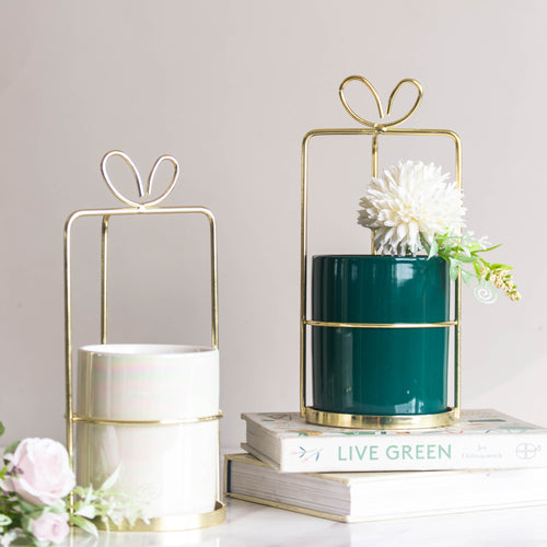 Metal Gift Wrap Stand Planter - Plant pot and plant stands | Room decor items