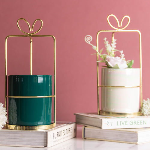 Metal Gift Wrap Stand Planter - Plant pot and plant stands | Room decor items