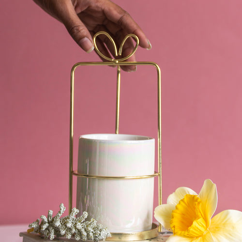Metal Gift Wrap Stand Planter - Plant pot and plant stands | Room decor items