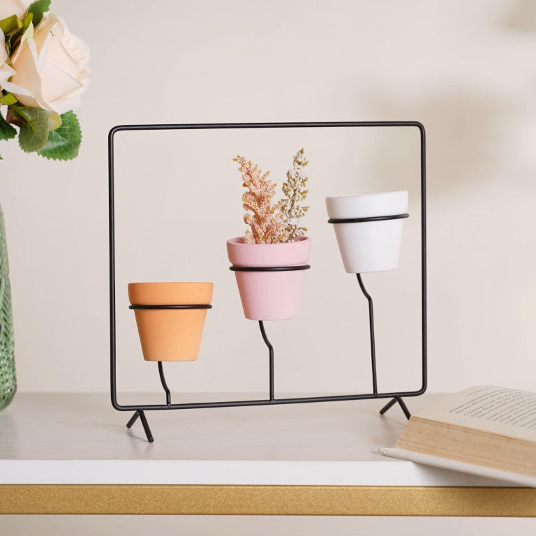 Metal Ceramic Planter with Stand - Plant pot and plant stands | Room decor items