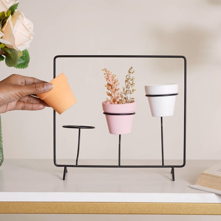 Metal Ceramic Planter with Stand - Plant pot and plant stands | Room decor items