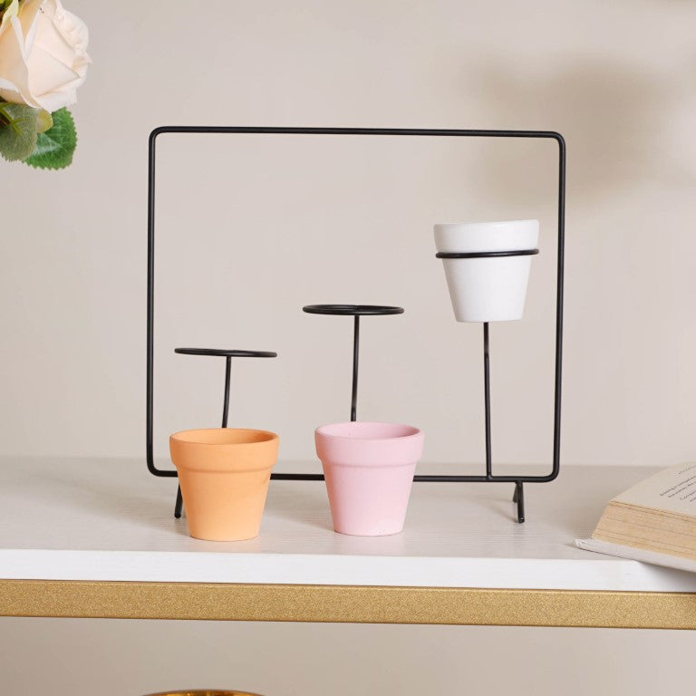 Metal Ceramic Planter with Stand - Plant pot and plant stands | Room decor items