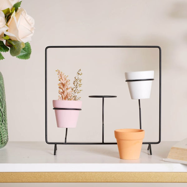 Metal Ceramic Planter with Stand - Plant pot and plant stands | Room decor items