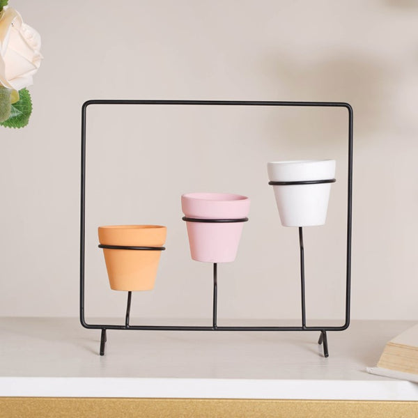 Metal Ceramic Planter with Stand - Plant pot and plant stands | Room decor items