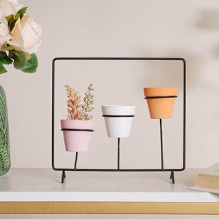 Metal Ceramic Planter with Stand