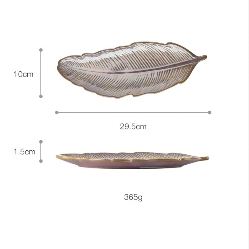 Long Leaf Plate - Ceramic platter, serving platter, fruit platter | Plates for dining table & home decor