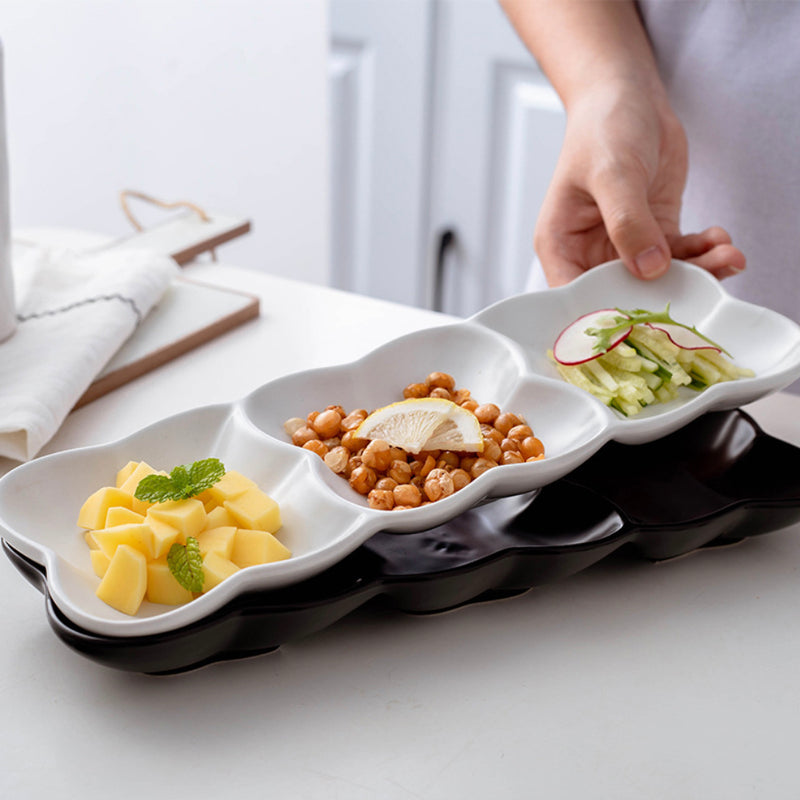 Long Plate Clover - Serving plate, snack plate, plate with compartment | Plates for dining table & home decor