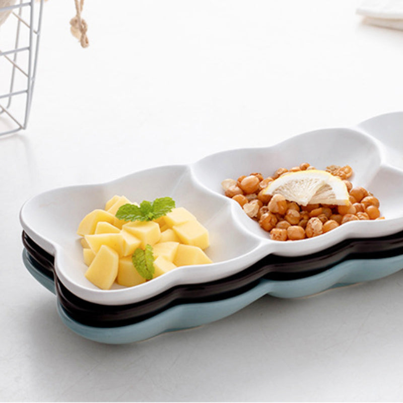 Long Plate Clover - Serving plate, snack plate, plate with compartment | Plates for dining table & home decor