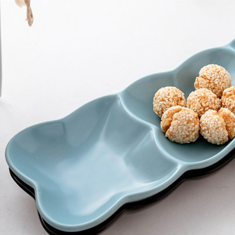 Long Plate Clover - Serving plate, snack plate, plate with compartment | Plates for dining table & home decor