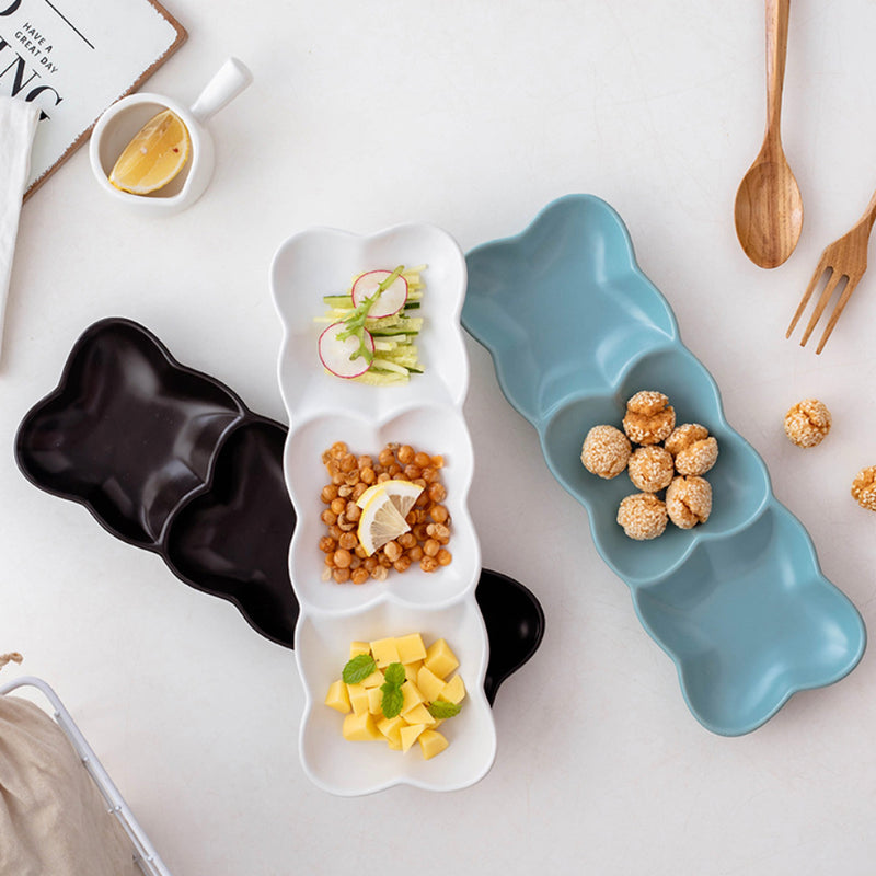 Long Plate Clover - Serving plate, snack plate, plate with compartment | Plates for dining table & home decor