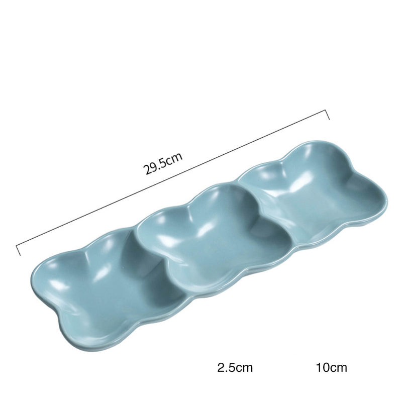 Long Plate Clover - Serving plate, snack plate, plate with compartment | Plates for dining table & home decor