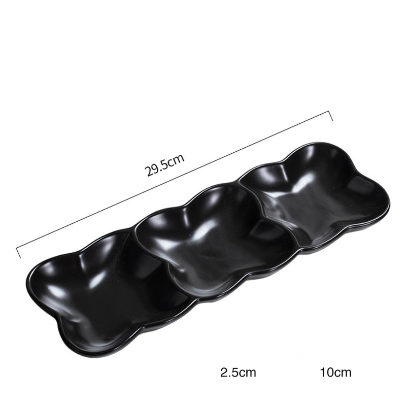 Long Plate Clover - Serving plate, snack plate, plate with compartment | Plates for dining table & home decor