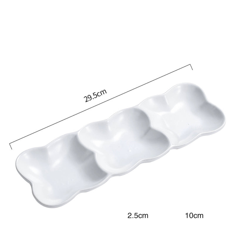 Long Plate Clover - Serving plate, snack plate, plate with compartment | Plates for dining table & home decor