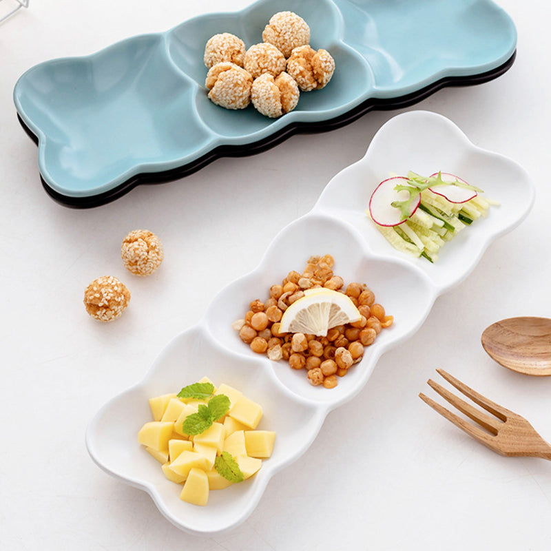 Long Plate Clover - Serving plate, snack plate, plate with compartment | Plates for dining table & home decor