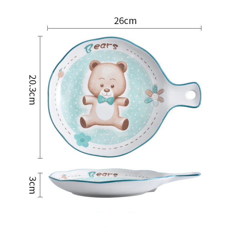 Bear Plate with Handle - Ceramic platter, serving platter, fruit platter | Plates for dining table & home decor